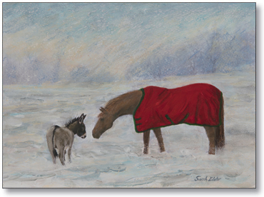 Front of card: Molly and Friend by Sarah Elder